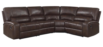 Brunson 4 Piece Reclining Sectional in Brown Performance Leatherette by Coaster - 600440-4