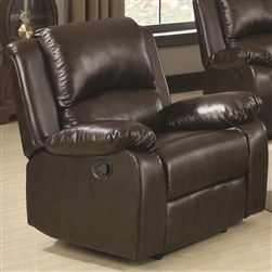 Boston Recliner in Brown Leather Like Vinyl Upholstery by Coaster - 600973