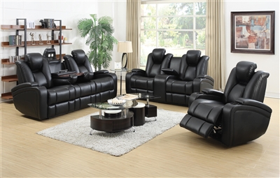 Element 2 Piece Power Reclining Living Room Set in Black Performance Leatherette by Coaster - 601741P-S