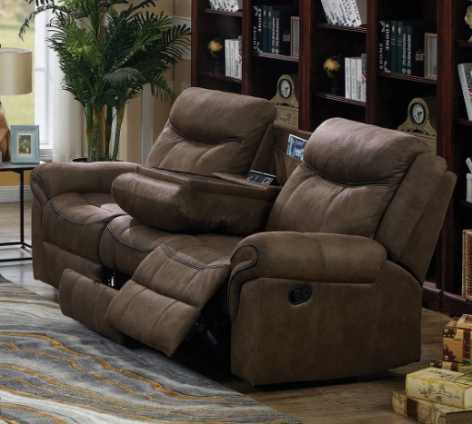 Sectional recliner sofa with cup holders in chocolate 2024 microfiber