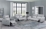 Derek 2 Piece Power Reclining Sofa Set in Light Grey Leatherette Upholstery by Coaster - 602501P-S