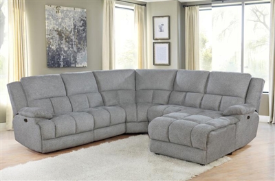 Belize 5 Piece Reclining Sectional in Grey Performance Fabric by Coaster - 602560-5