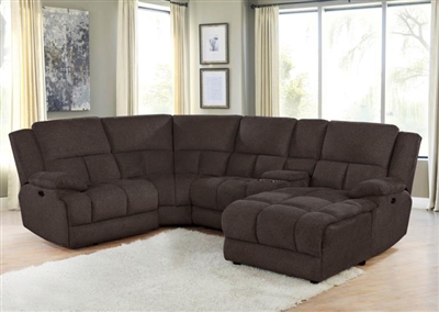 Belize 5 Piece Reclining Sectional in Brown Performance Fabric by Coaster - 602570-05