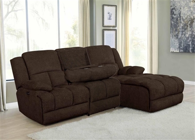 Belize 3 Piece Power Reclining Sectional in Brown Performance Fabric by Coaster - 602570PA