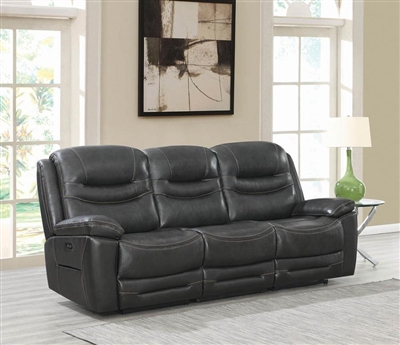 Destin 3 Piece Power Sofa in Charcoal Leather by Coaster - 603311PP