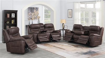Hemer 2 Piece Dual Power Reclining Living Room Set in Chocolate Brown Performance Coated Microfiber by Coaster - 603331PP-S2