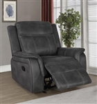 Lawrence Glider Recliner in Charcoal Performance Coated Microfiber by Coaster - 603506