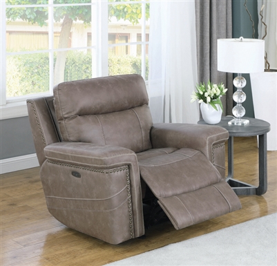 Wixom Power Glider Recliner in Taupe Performance Coated Microfiber by Coaster - 603519PP