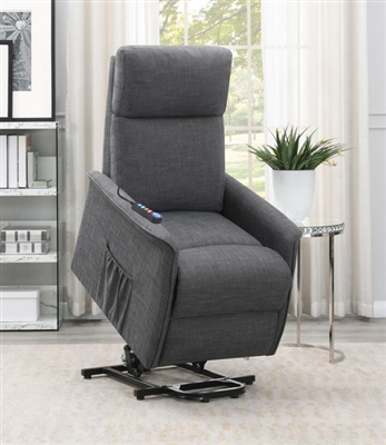 Charcoal Performance Fabric Power Lift Recliner by Coaster - 609406P