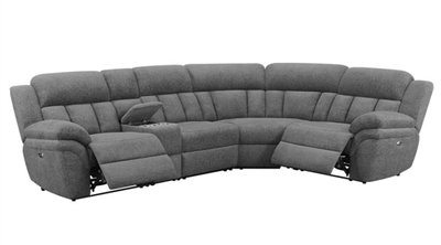 Bahrain 5 Piece Reclining Sectional in Charcoal Chenille by Coaster - 609540-05