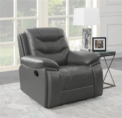 Flamenco Recliner in Charcoal Breathable Performance Leatherette by Coaster - 610206