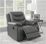 Flamenco Power Recliner in Charcoal Breathable Performance Leatherette by Coaster - 610206P