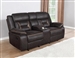 Greer Gliding Reclining Console Loveseat in Dark Brown Performance Leatherette Upholstery by Coaster - 651355