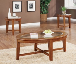 3 Piece Occasional Table Set in Warm Light Brown Finish by Coaster - 701512