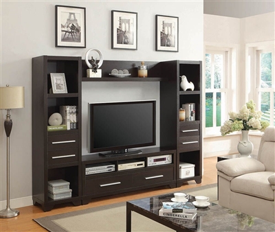 4 Piece Entertainment Center in Cappuccino Finish by Coaster - 703301-4