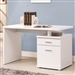 Reversible Writing Desk with File Drawer in White Finish by Coaster - 800110