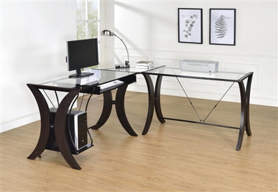 Division L-Shape Computer Desk Unit with Glass Top by Coaster - 800446