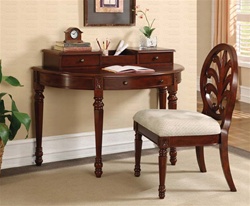 2 Piece Writing Desk Set in Deep Brown Cherry Finish by Coaster - 800715