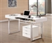 Whitman Writing Desk in Glossy White Finish by Coaster - 800897