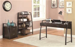 3 Piece Home Office Set in Deep Coffee and Black Metal Finish by Coaster - 801141-S