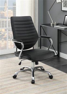 Black Leatherette High Back Adjustable Height Office Chair by Coaster - 802269