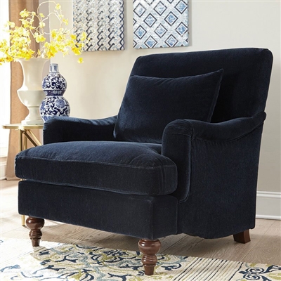 Accent Chair in Midnight Blue Velvet Fabric by Coaster - 902899