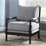 Accent Chair in Grey Linen-Like Fabric and Cappuccino Finish by Coaster - 903824