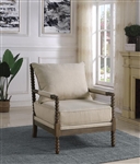 Accent Chair in Beige Linen-Like Fabric and Dark Walnut Finish by Coaster - 905362
