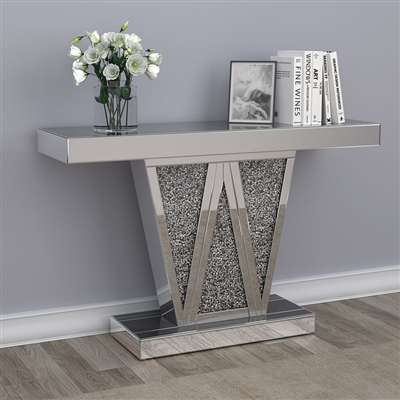 Mirrored Console Table in Silver Finish by Coaster - 951786