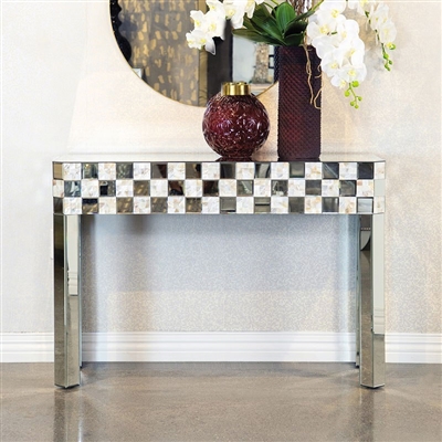 Geometric Square Checkerboard Mother of Pearl Console Table by Coaster - 952859