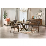 Marina 5 Piece Round Dining Room Set in Walnut/Dark Chocolate Finish by Furniture of America - FOA-3787RT