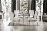 Serena 5 Piece Round Table Dining Room Set in White/Chrome Finish by Furniture of America - FOA-3797RT