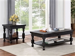 Calandra 2 Piece Occasional Table Set in Antique Black Finish by Furniture of America - FOA-4908BK-2PK