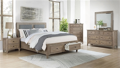 Anneke 6 Piece Bedroom Set in Wire-Brushed Warm Gray Finish by Furniture of America - FOA-7173