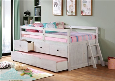 Anisa Twin Loft Bed in Wire-Brushed White Finish by Furniture of America - FOA-BK651WH