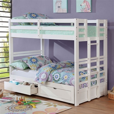 Abby Twin/Twin Bunk Bed in White Finish by Furniture of America - FOA-BK973WH