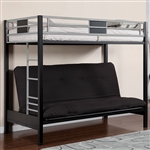 Clifton Twin Loft Bed/Futon Base Bunk Bed in Silver/Gun Metal Finish by Furniture of America - FOA-CM-BK1024