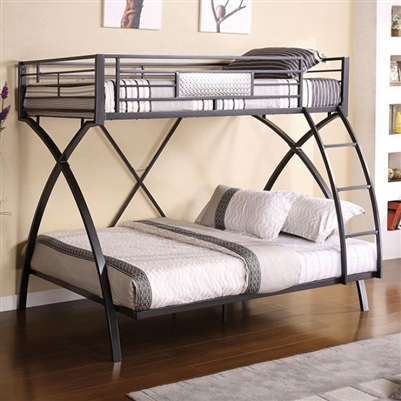 Apollo Twin/Full Bunk Bed in Gun Metal/Chrome Finish by Furniture of America - FOA-CM-BK1029