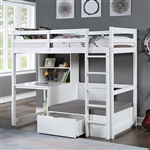 Callistus Twin Workstation Loft Bed in White Finish by Furniture of America - FOA-CM-BK828WH