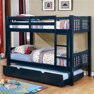 Cameron Twin/Twin Bunk Bed in Blue Finish by Furniture of America - FOA-CM-BK929BL