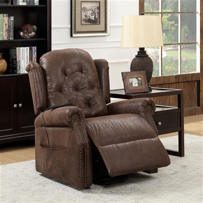 Saco Power Recliner in Brown Finish by Furniture of America - FOA-CM-RC6465