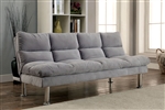 Saratoga Futon Sofa in Gray/Chrome Finish by Furniture of America - FOA-CM2902GY