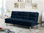 Saratoga Futon Sofa in Navy/Chrome Finish by Furniture of America - FOA-CM2902NV
