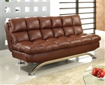 Aristo Futon Sofa in Saddle Brown/Chrome Finish by Furniture of America - FOA-CM2906