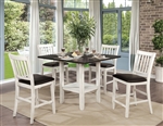 Raegan II 5 Piece Counter Height Dining Set in Antique White/Espresso Finish by Furniture of America - FOA-CM3197PT