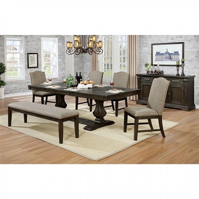 Faulk 7 Piece Dining Room Set in Espresso/Warm Gray Finish by Furniture of America - FOA-CM3310T-7PK