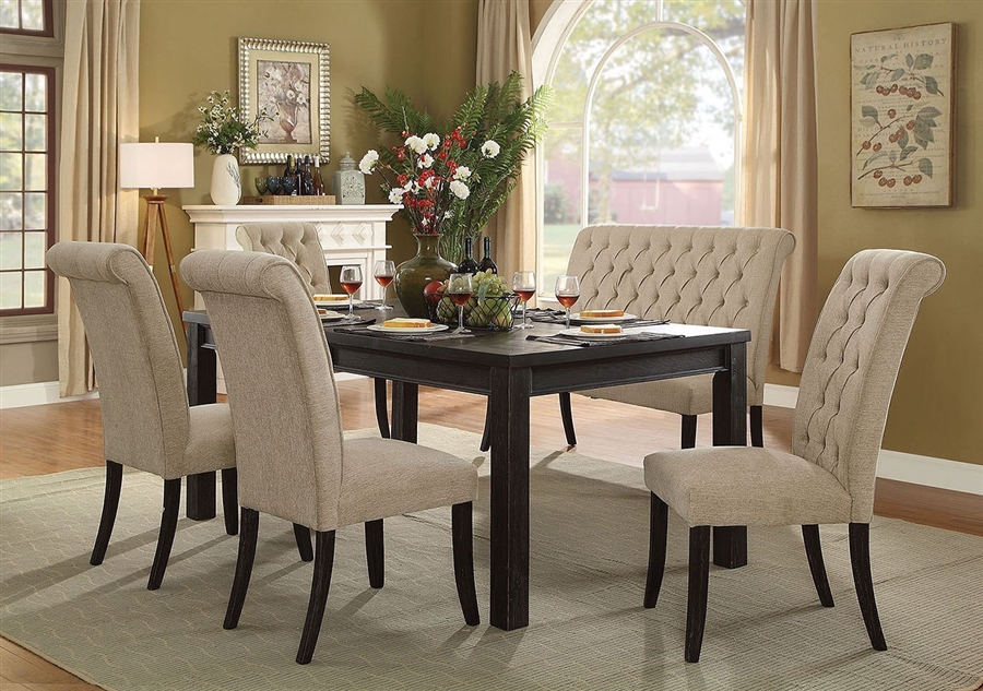 Sania I 6 Piece Dining Room Set with Ivory Chair and Bench by Furniture of  America -