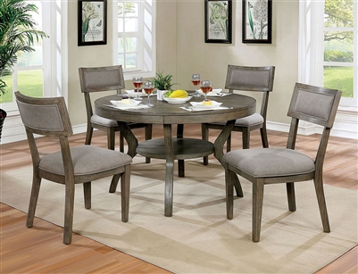 Leeds 5 Piece Round Dining Room Set in Gray Finish by Furniture of America - FOA-CM3387RT