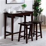 Elinor 3 Piece Bar Table Dining Set in Espresso Finish by Furniture of America - FOA-CM3475EX-PT-3PK