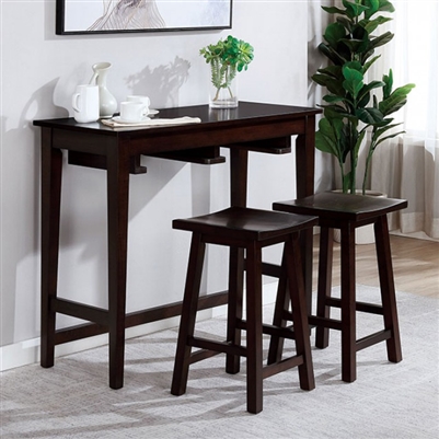 Elinor 3 Piece Bar Table Dining Set in Espresso Finish by Furniture of America - FOA-CM3475EX-PT-3PK